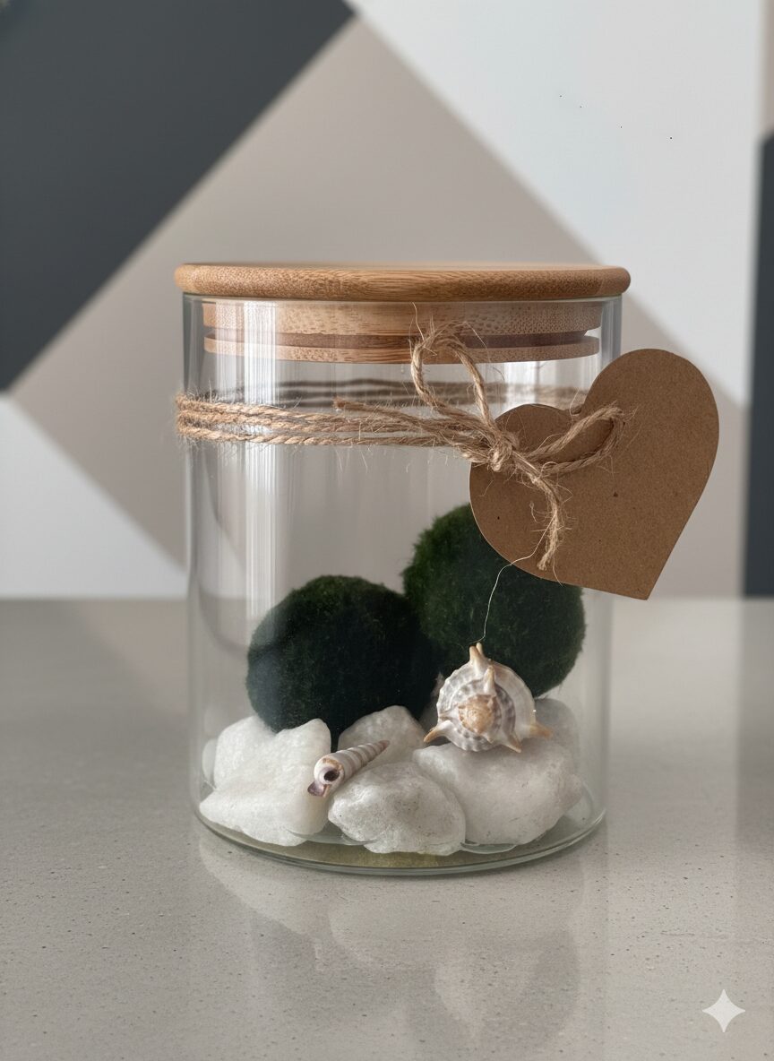 Bola de musgo en tarro decorativo